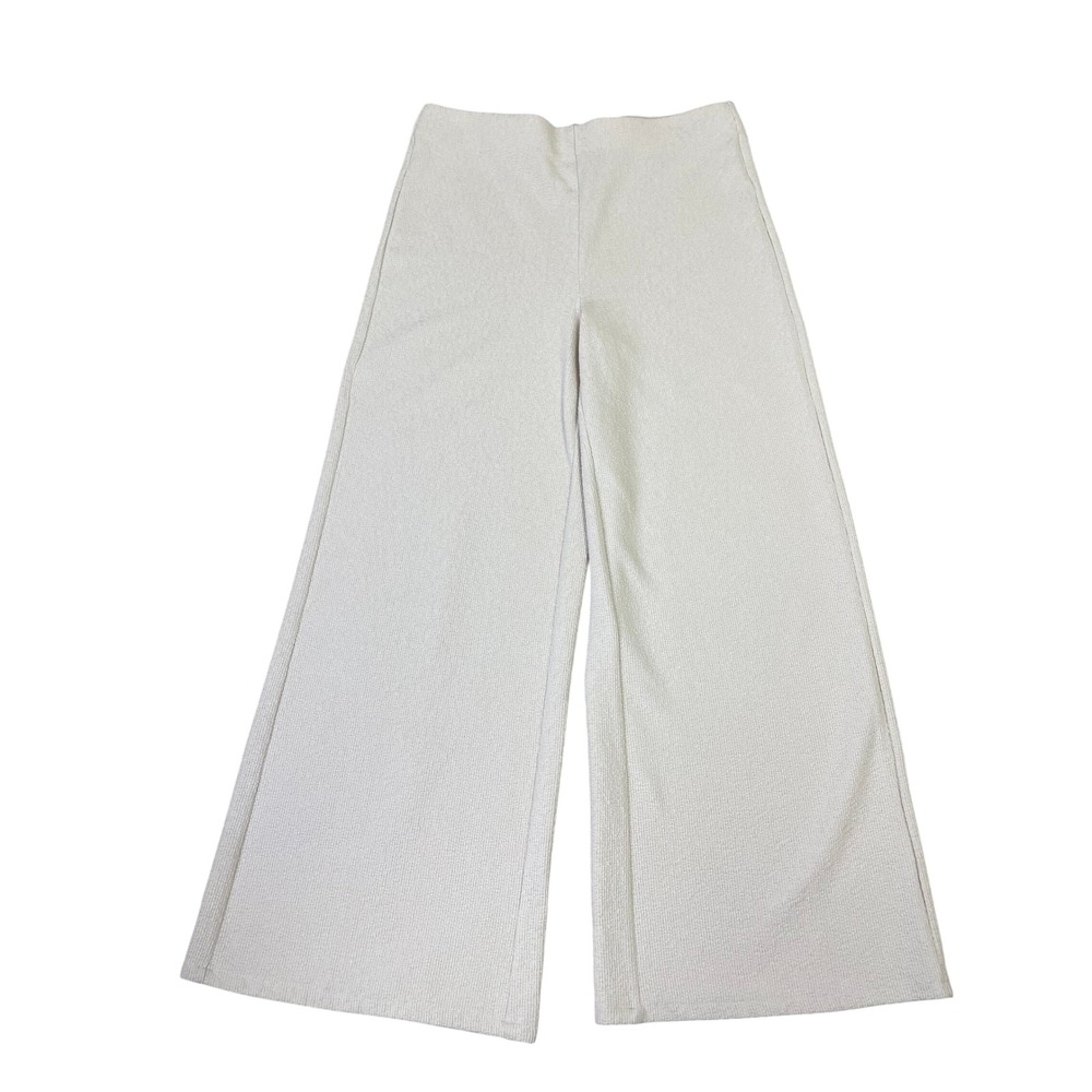 Joie Cream Beige Textured Knit Wide Leg Pull On Pants Size L Travel Relaxed